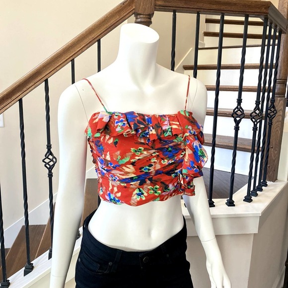 NWOT ZARA Ruffle Spaghetti Strap Cami Top, size Small - Picture 2 of 10